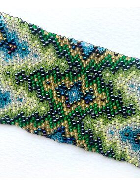 Handmade Wide Seed Bead Cuff Bracelet Geometric Design Sedona Artisan Gallery